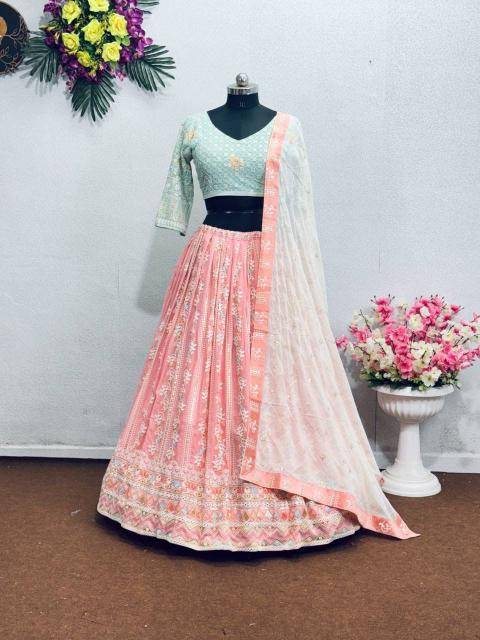 BRIDAL WEAR HEAVY EMBROIDERED MT 1008 GEORGEET Lehenga choli manufacturers in Pune